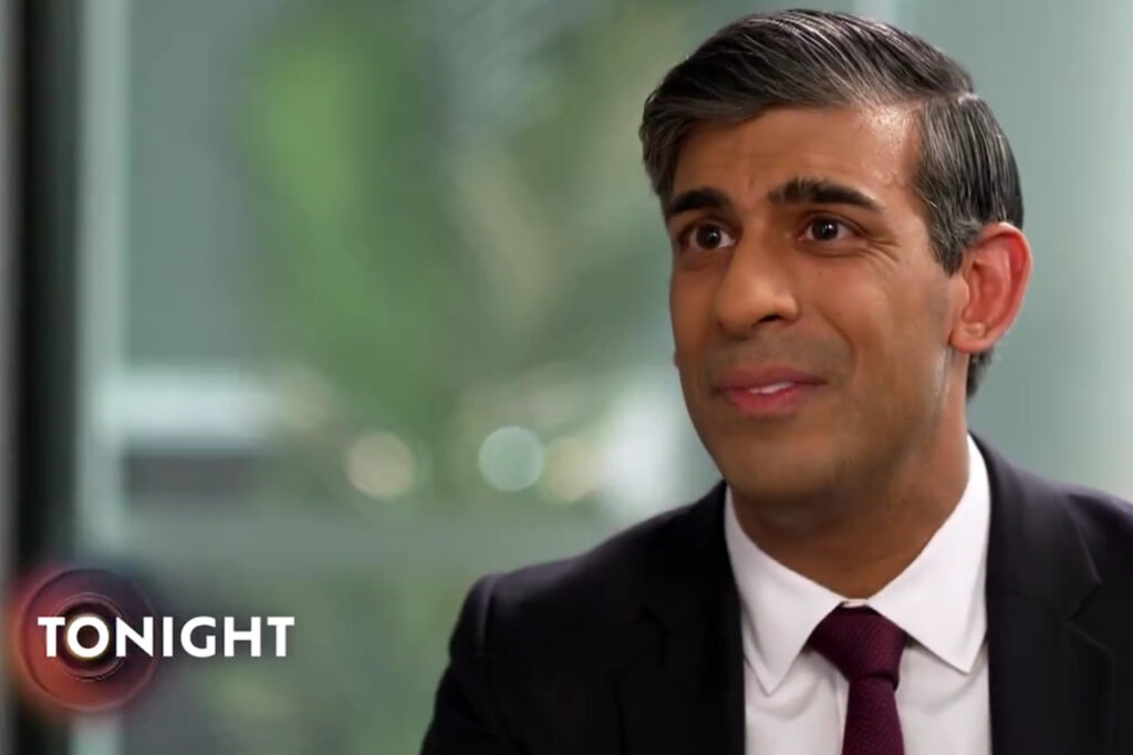 British Prime Minister Rishi Sunak on ITV News