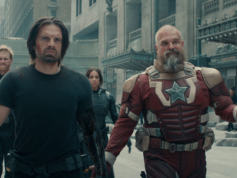 Bucky (Sebastian Stan) and Alexei (David Harbour) in Thunderbolts*
