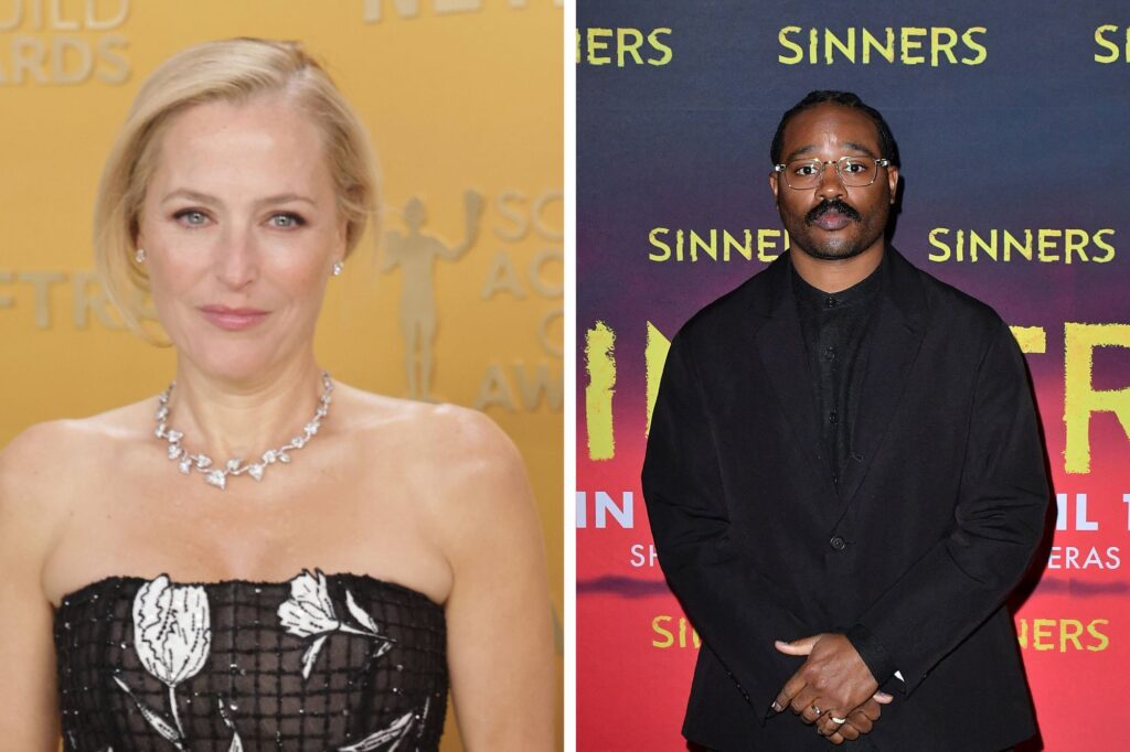 GillianAndersonRyanCoogler Pubity A split screen of Gillian Anderson and Ryan Coogler