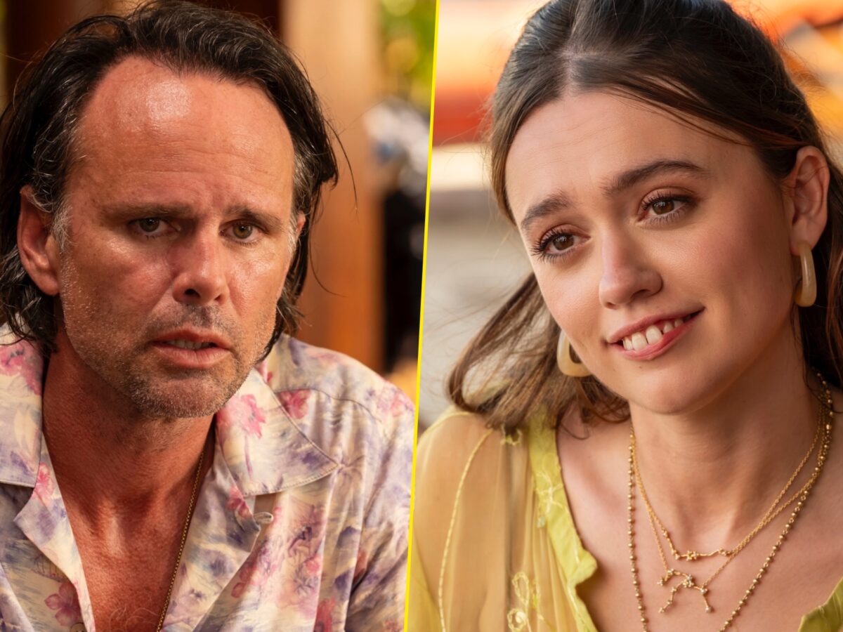 Walton Goggins had a short response to questions about an Aimee Lou Wood feud.