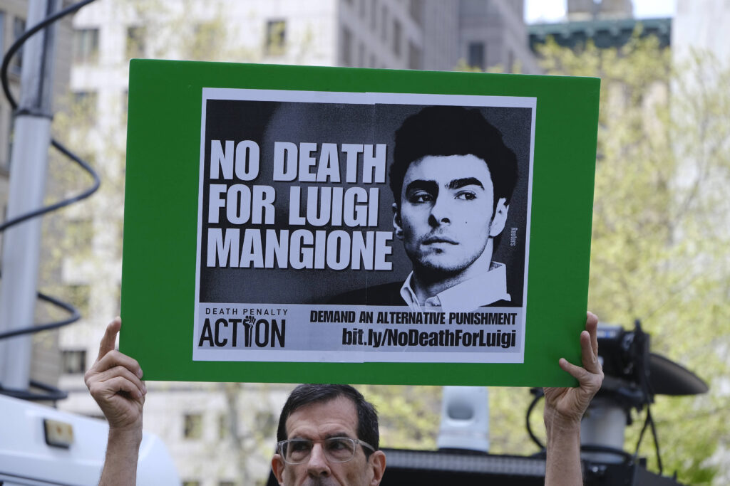 Luigi Mangione supporter outside the court