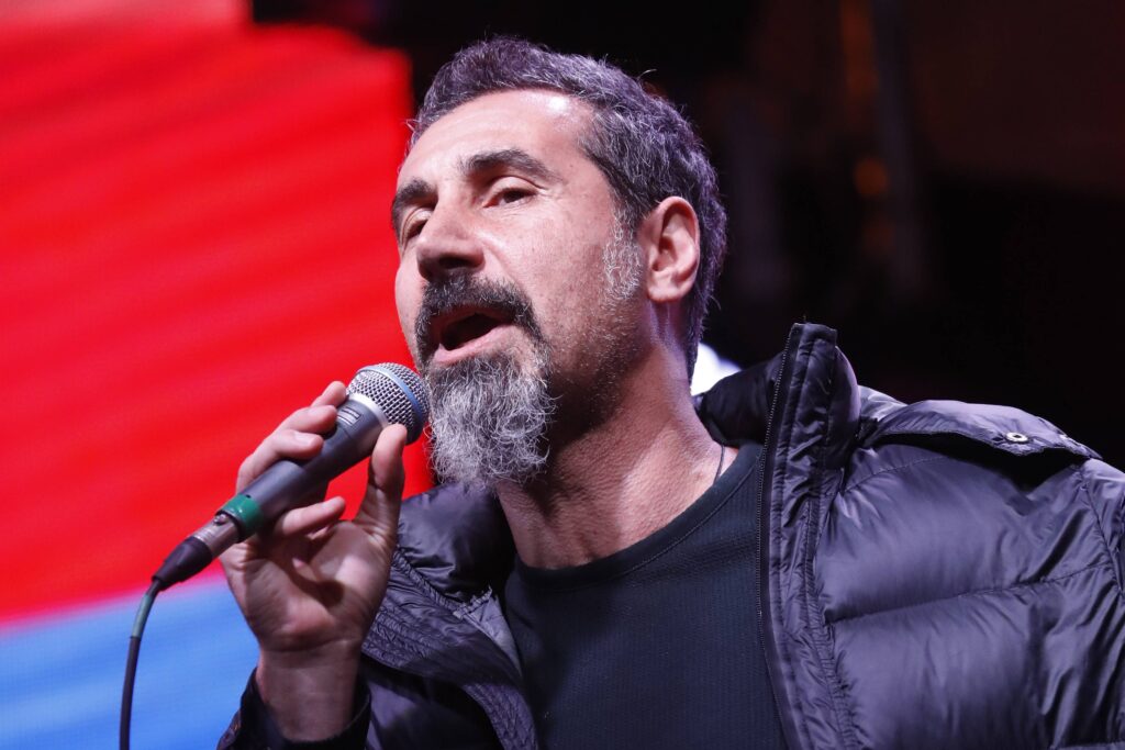 YEREVAN ARMENIA MAY 7 2018 Singer Serj Tankian of the American rock band System of a Down addr Pubity Why has the iconic System of a Down album Toxicity disappeared from Spotify?